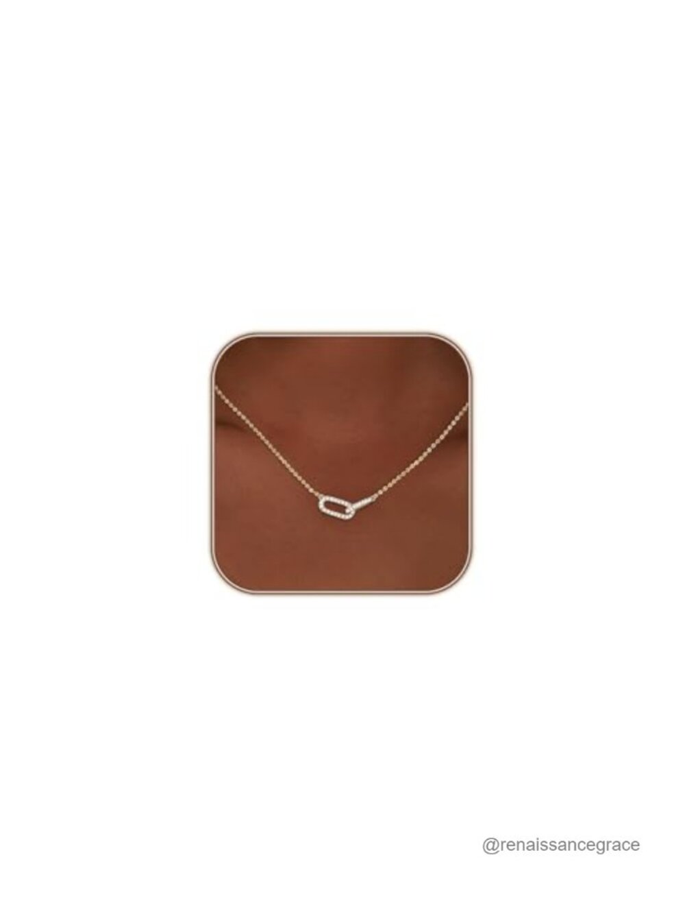18K Gold Plated Dainty Pendant Necklace with CZ Stone, Adjustable Chain